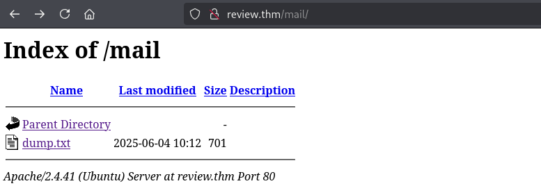 Finding dump.txt inmail