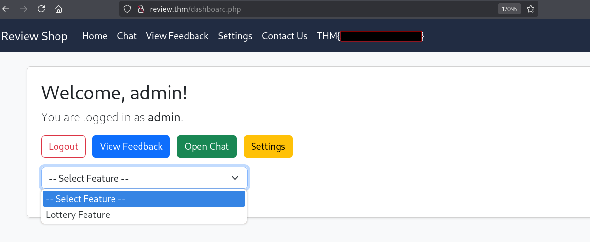 The admin dashboard
